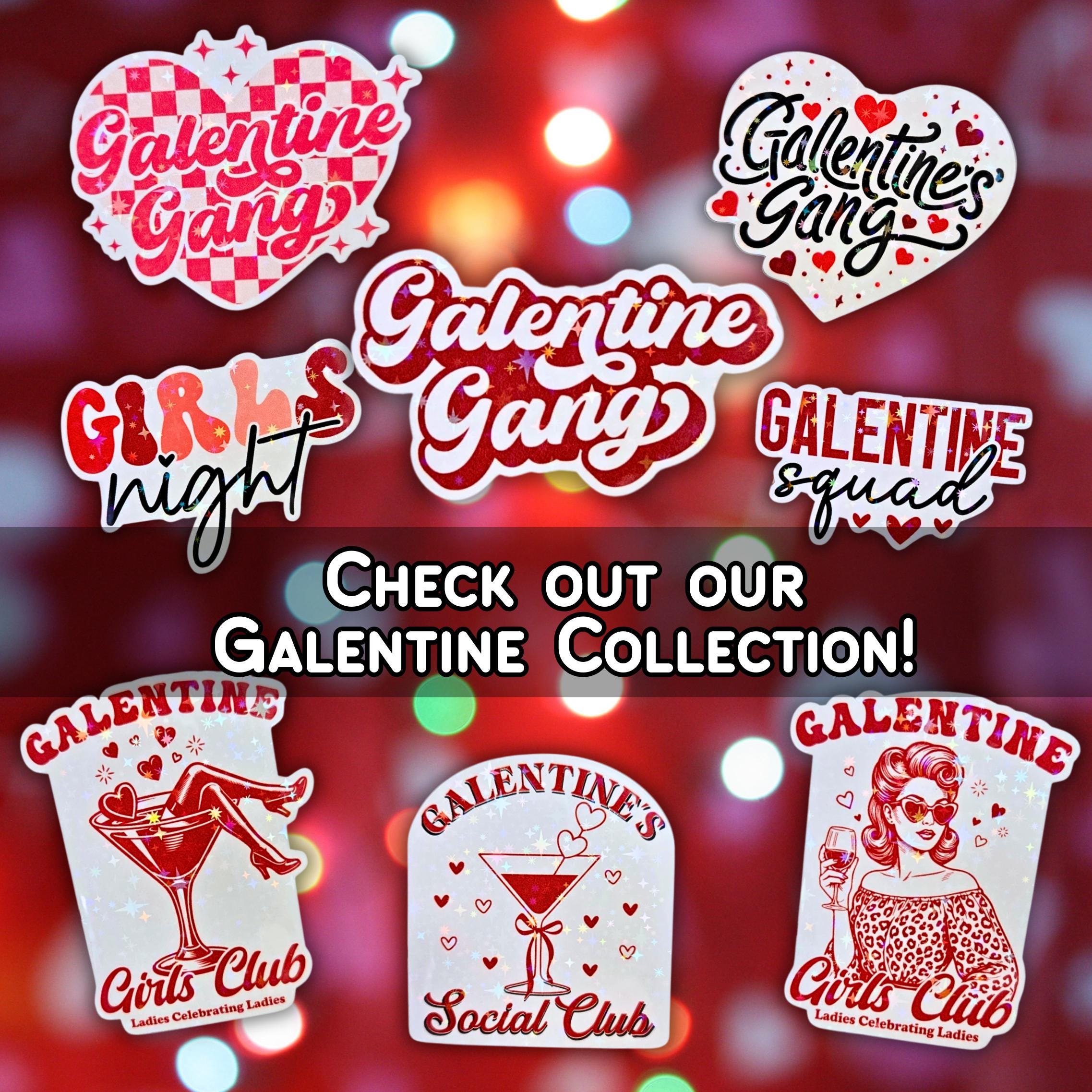 Galentine's Gang Heart - Holographic Sticker, Waterproof Glitter Vinyl, Party Favors, Wine and Gossip, Galentine Party and Gifts