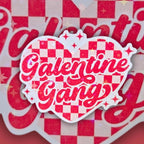 Galentine Gang Checkered Heart - Holographic Sticker, Waterproof Glitter Vinyl, Party Favors, Wine and Gossip, Galentine Party and Packaging