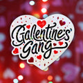 Star holographic Galentine’s Gang heart sticker with red hearts and cursive lettering, friendship and party design for laptops and water bottles