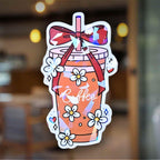 Iced Coffee with Daisies and Red Bow