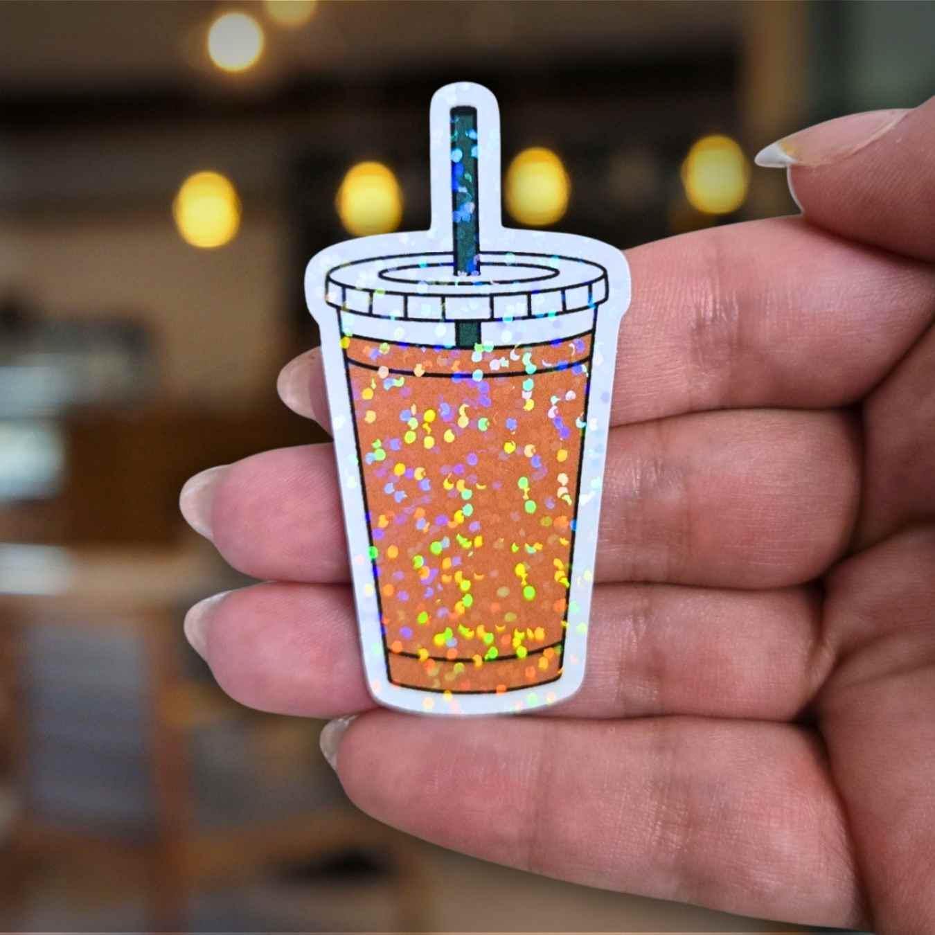 To Go Iced Coffee - Holographic Sticker, Waterproof Vinyl