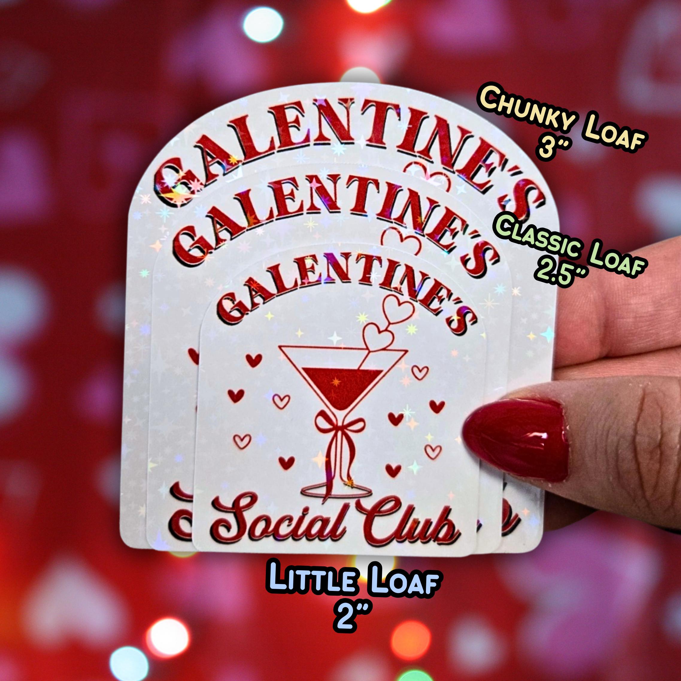 Galentine's Social Club - Holographic Sticker, Waterproof Glitter Vinyl, Party Favors for Girls Night, Wine and Gossip, Girl Squad Decor
