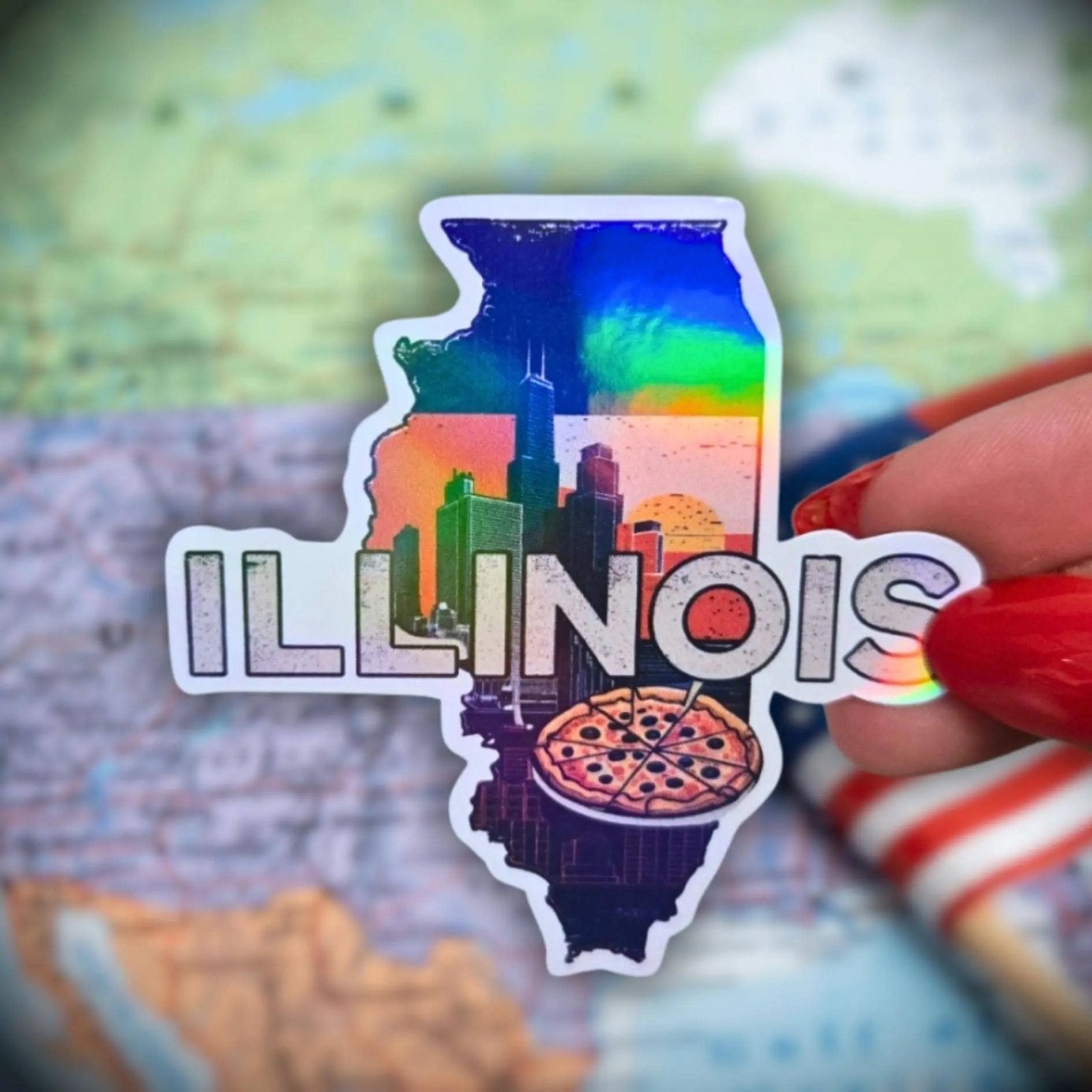 Illinois - Sticker - Holographic Sticker | The TabbyLoaf