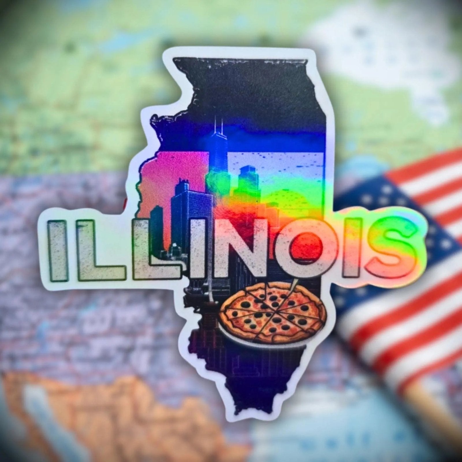 Illinois - Sticker - Holographic Sticker | The TabbyLoaf