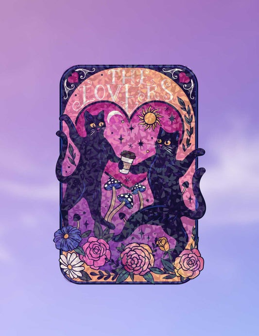 The Lovers – Holographic Cat Tarot Sticker