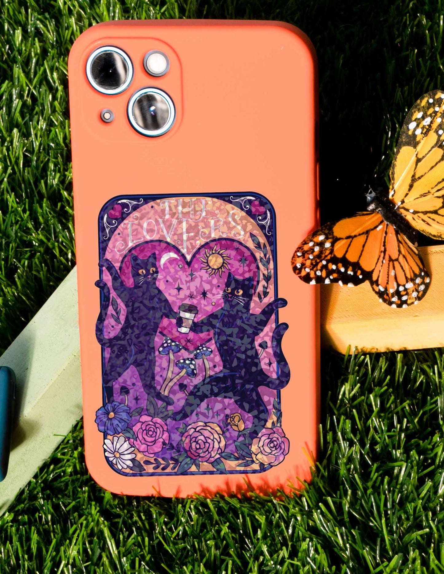 The Lovers – Holographic Cat Tarot Sticker