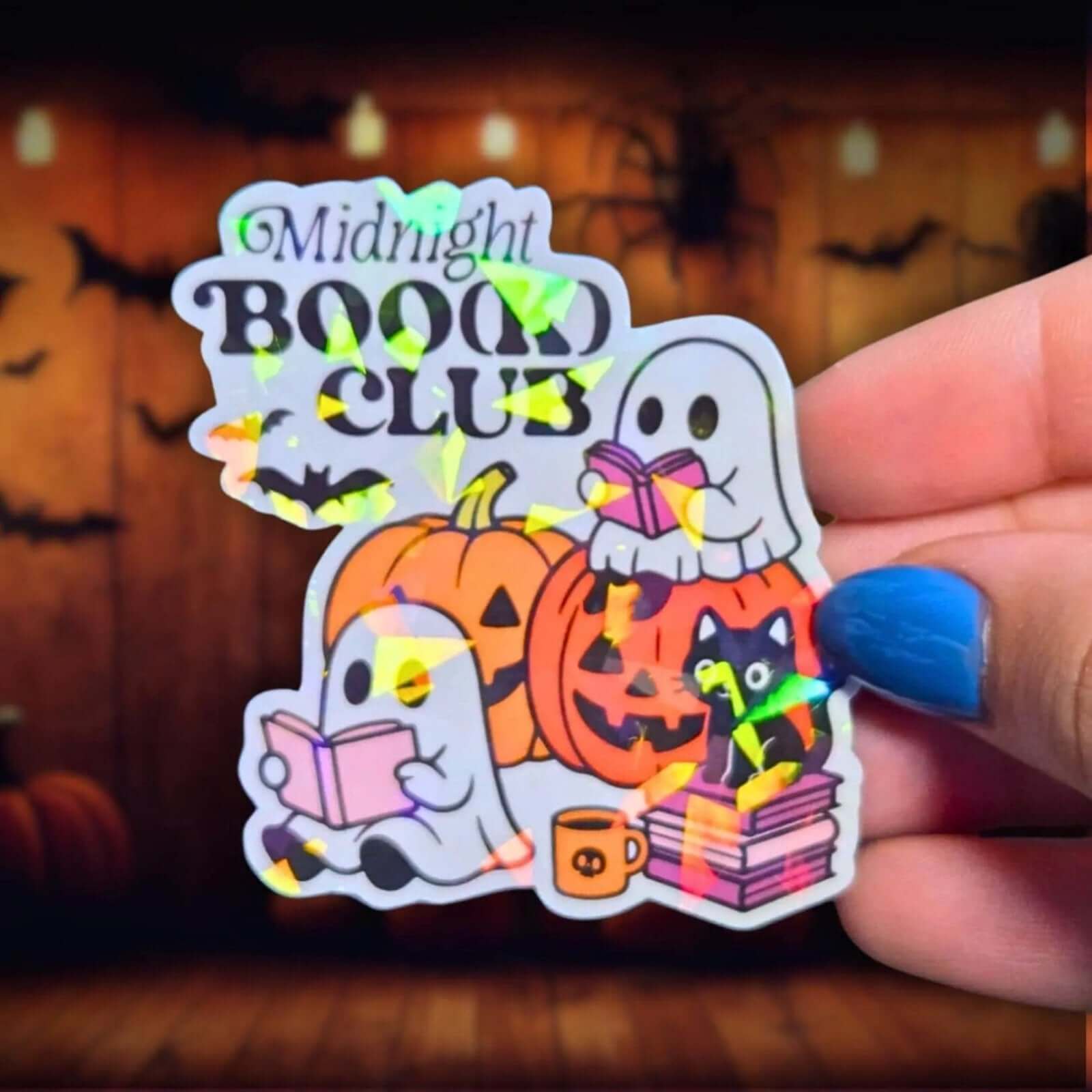 Midnight Boo(k) Club - Sticker - Holographic Sticker | The TabbyLoaf