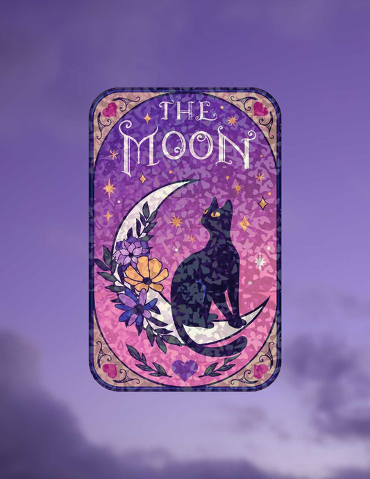 The Moon – Holographic Cat Tarot Sticker