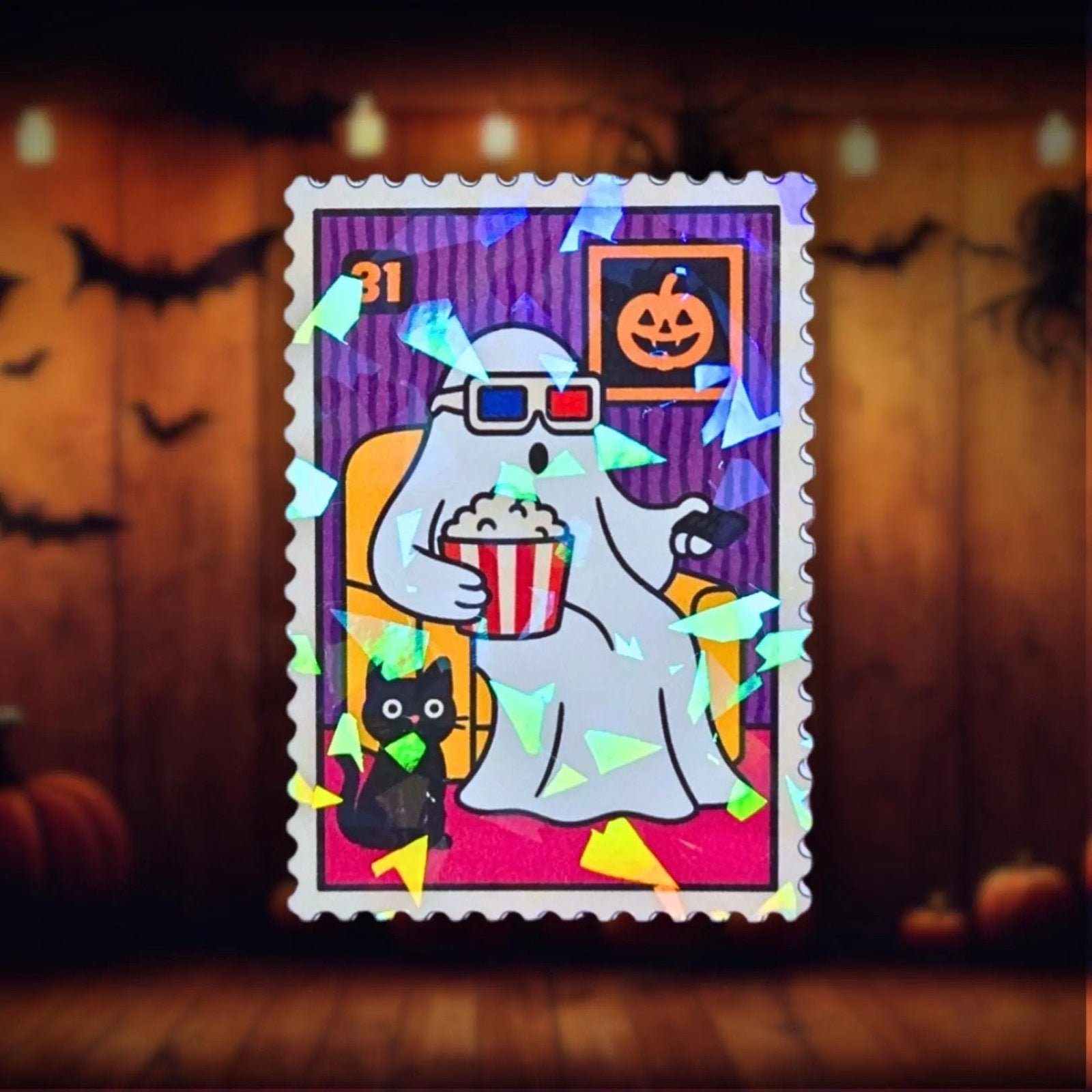 Movie Night Ghost Stamp - Sticker