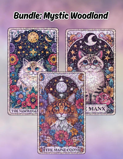 Mystic Woodland Cats – Sticker Pack - Holographic Sticker | The TabbyLoaf