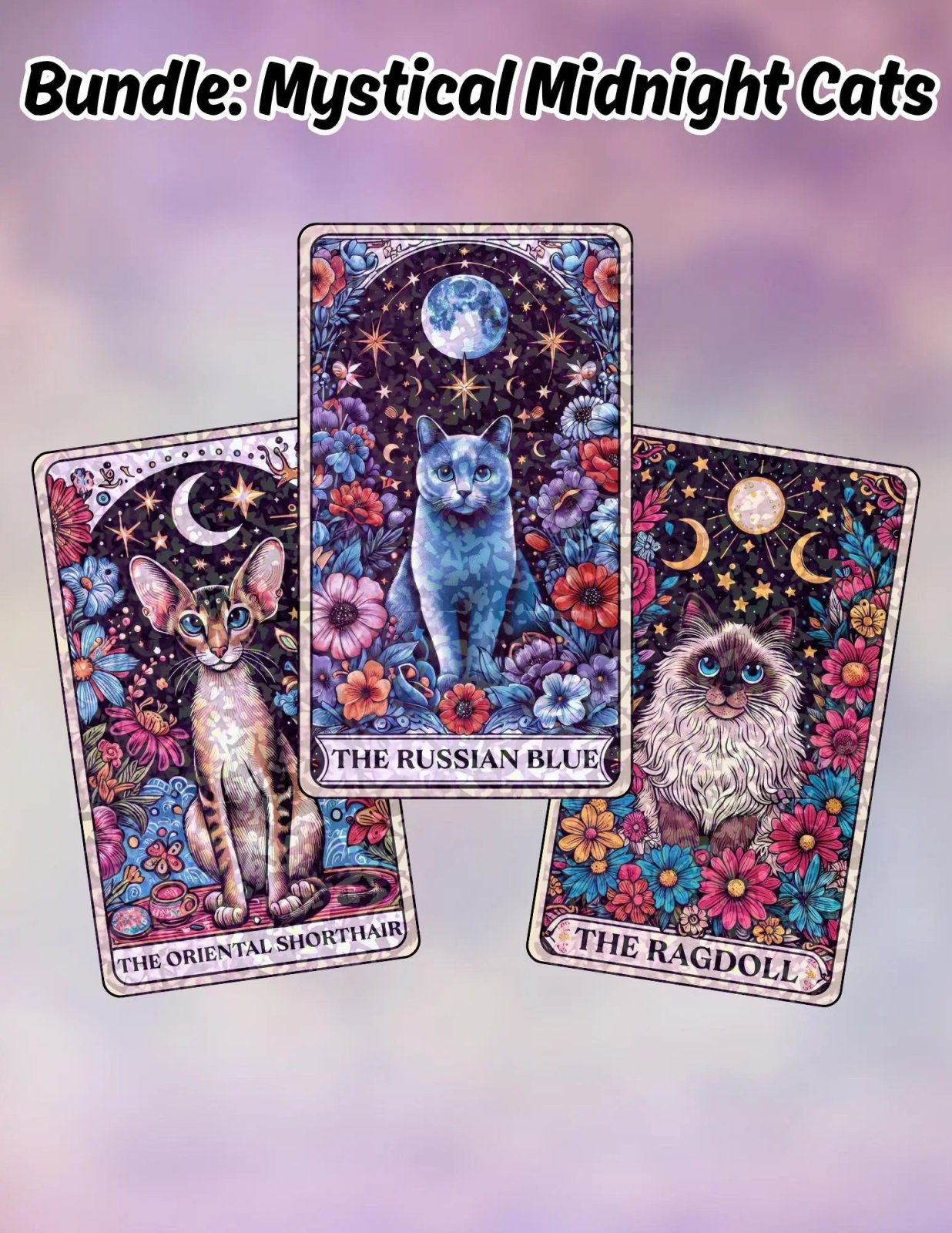 Mystical Midnight Cats – Sticker Pack - Holographic Sticker | The TabbyLoaf