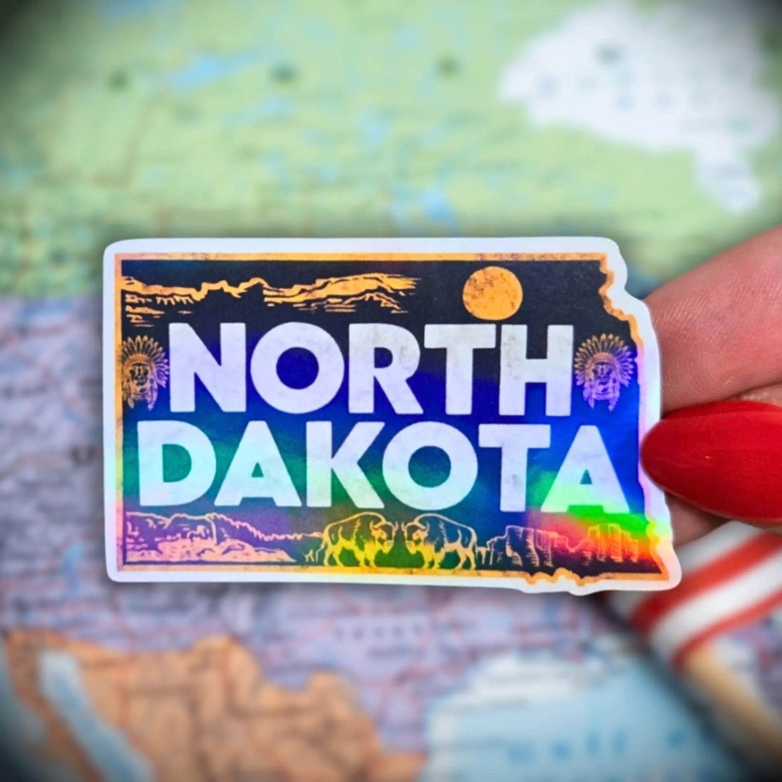 North Dakota - Sticker - Holographic Sticker | The TabbyLoaf