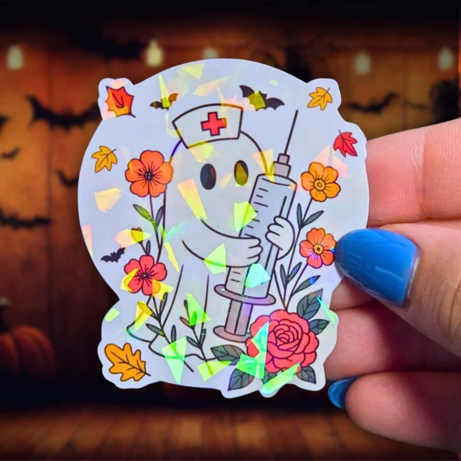 Nurse Ghost - Sticker - Holographic Sticker | The TabbyLoaf