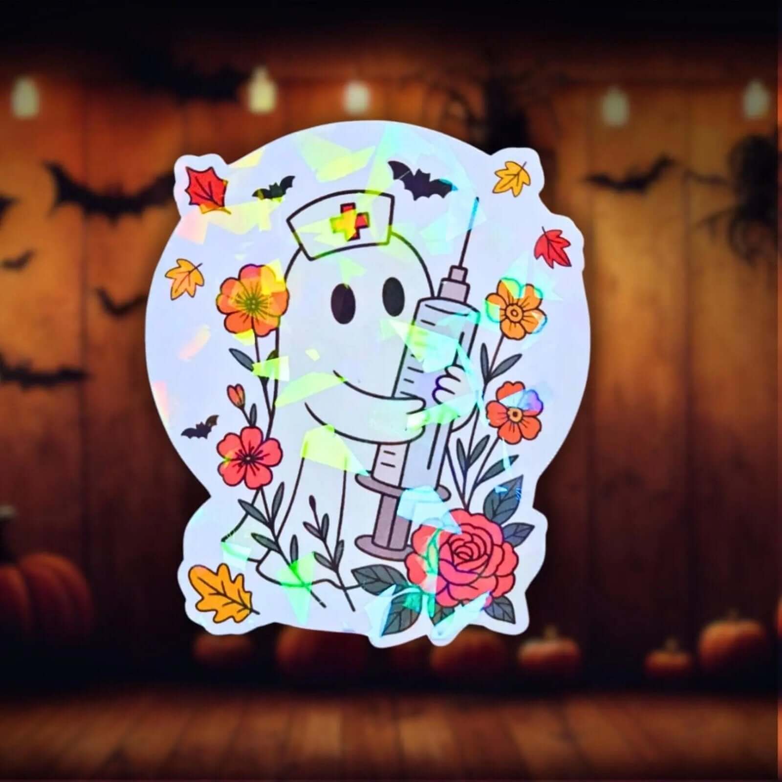Nurse Ghost - Sticker - Holographic Sticker | The TabbyLoaf