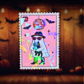 Pink Disco Ghost Stamp - Sticker - Holographic Sticker | The TabbyLoaf