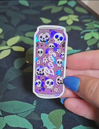 Holographic Boo Can Sticker – Purple Halloween Soda Vinyl Decal