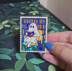 Holographic Library Ghost Sticker – Halloween Reading Vinyl Decal
