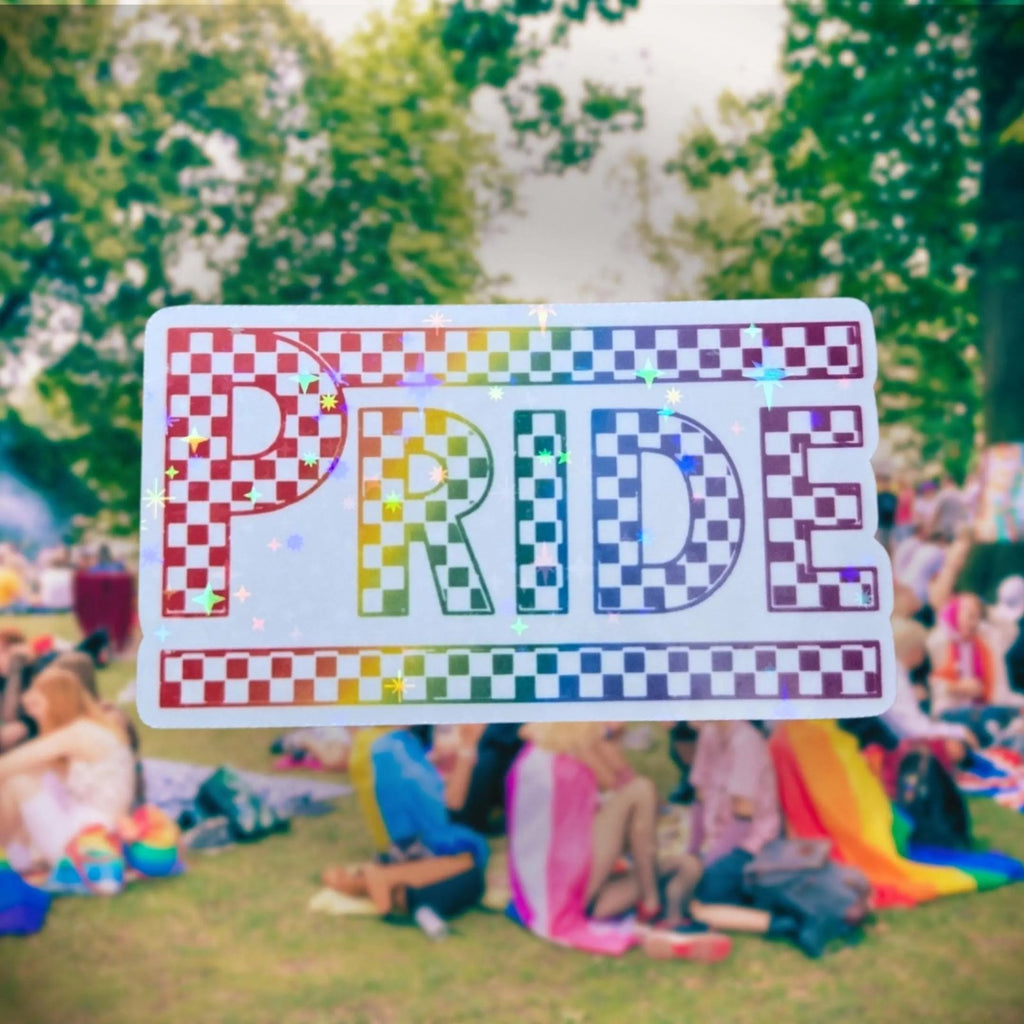 Pride (Rainbow Checkered Pattern) - Sticker - Holographic Sticker | The TabbyLoaf