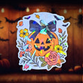 Pumpkin with Black Bow - Sticker - Holographic Sticker | The TabbyLoaf