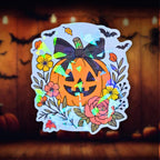 Pumpkin with Black Bow - Sticker - Holographic Sticker | The TabbyLoaf