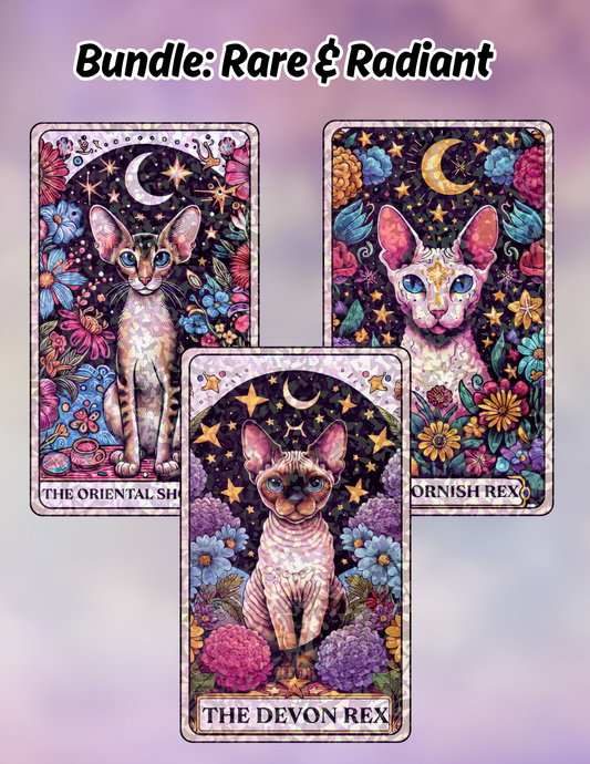 Bundle: Rare & Radiant – Holographic Cat Tarot Sticker