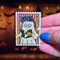 Reading Ghost Stamp - Sticker - Holographic Sticker | The TabbyLoaf