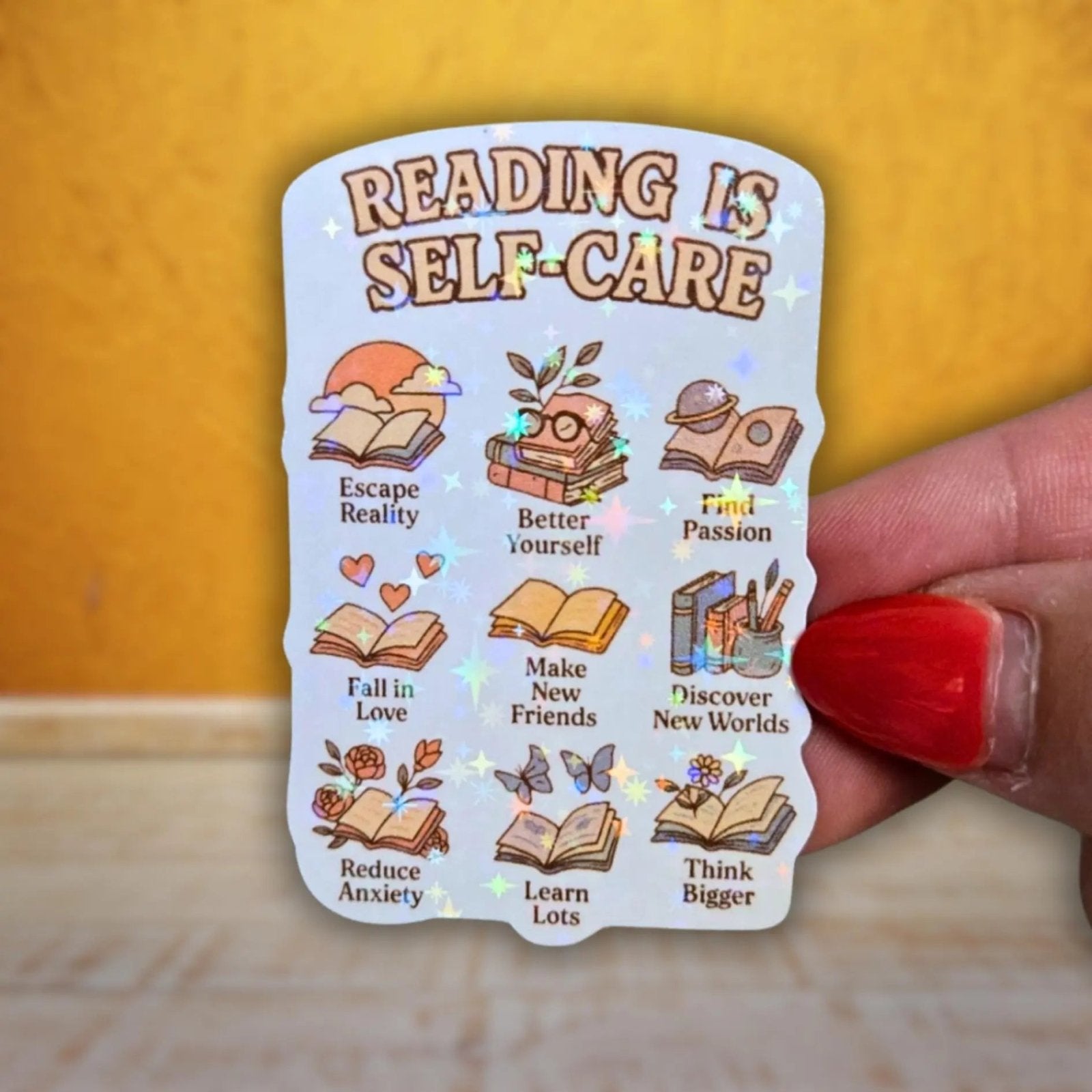 Reading Is Self Care (Color) - Sticker - Holographic Sticker | The TabbyLoaf
