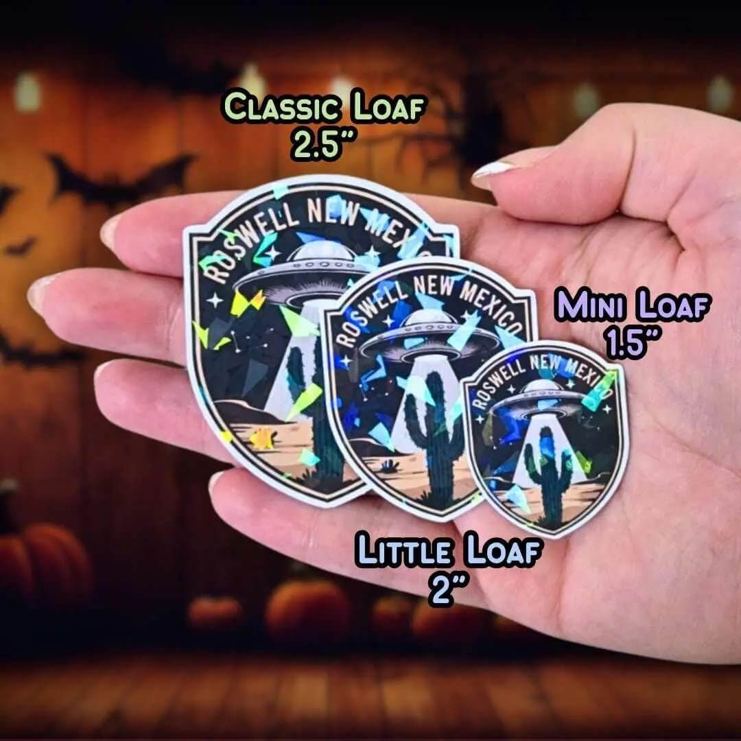 Roswell New Mexico UFO - Sticker Holographic Alien Abduction Desert Scene | Space Travel Souvenir Vinyl Sticker for Laptop, Water Bottle - Holographic Sticker | The TabbyLoaf