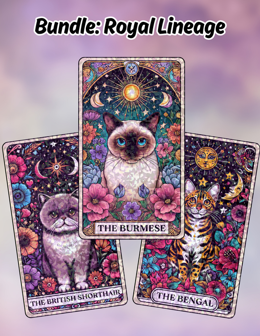 Bundle: Royal Lineage – Holographic Cat Tarot Sticker