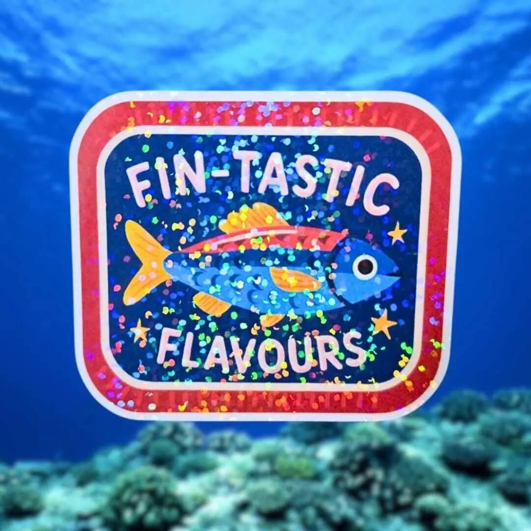 Sardine Can "Fin - Tastic Flavours" - Sticker - Holographic Sticker | The TabbyLoaf