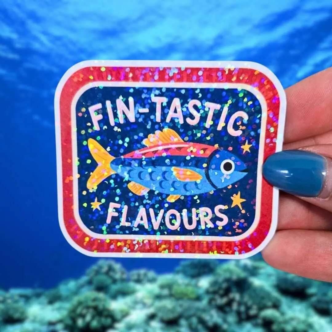 Sardine Can "Fin - Tastic Flavours" - Sticker - Holographic Sticker | The TabbyLoaf