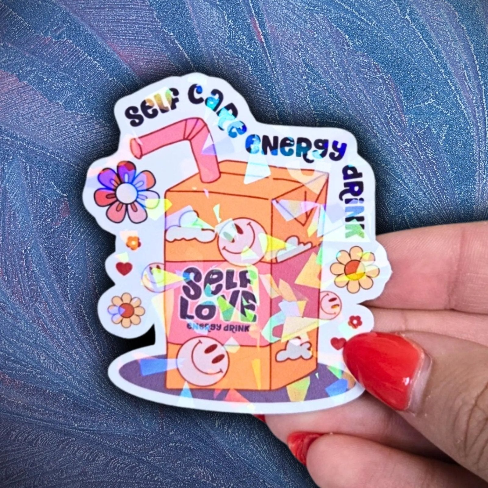 Self Care Energy Drink - Sticker - Holographic Sticker | The TabbyLoaf