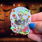 Skeleton Reading - Sticker - Holographic Sticker | The TabbyLoaf