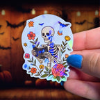 Skeleton Reading - Sticker - Holographic Sticker | The TabbyLoaf