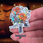 Skull Flower Bouquet - Sticker Holographic Skull & Flower Gothic Sticker | Spooky Cute Halloween Vinyl Sticker for Laptop Water Bottle Decor - Holographic Sticker | The TabbyLoaf