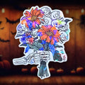 Skull Flower Bouquet - Sticker Holographic Skull & Flower Gothic Sticker | Spooky Cute Halloween Vinyl Sticker for Laptop Water Bottle Decor - Holographic Sticker | The TabbyLoaf