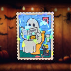 Spooky News Ghost Stamp - Sticker - Holographic Sticker | The TabbyLoaf