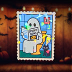Spooky News Ghost Stamp - Sticker - Holographic Sticker | The TabbyLoaf