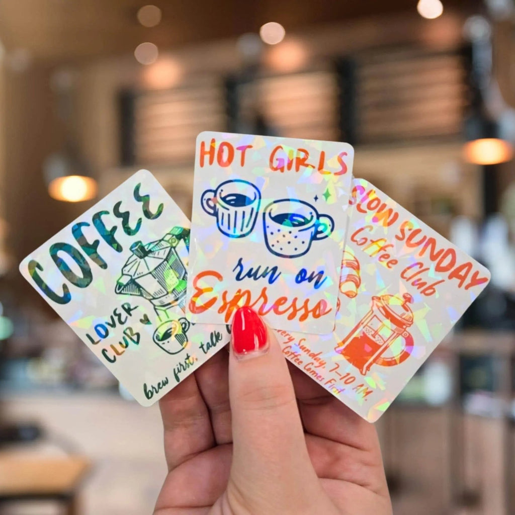 Today’s Good Mood is Sponsored by Coffee - Sticker - Holographic Sticker | The TabbyLoaf