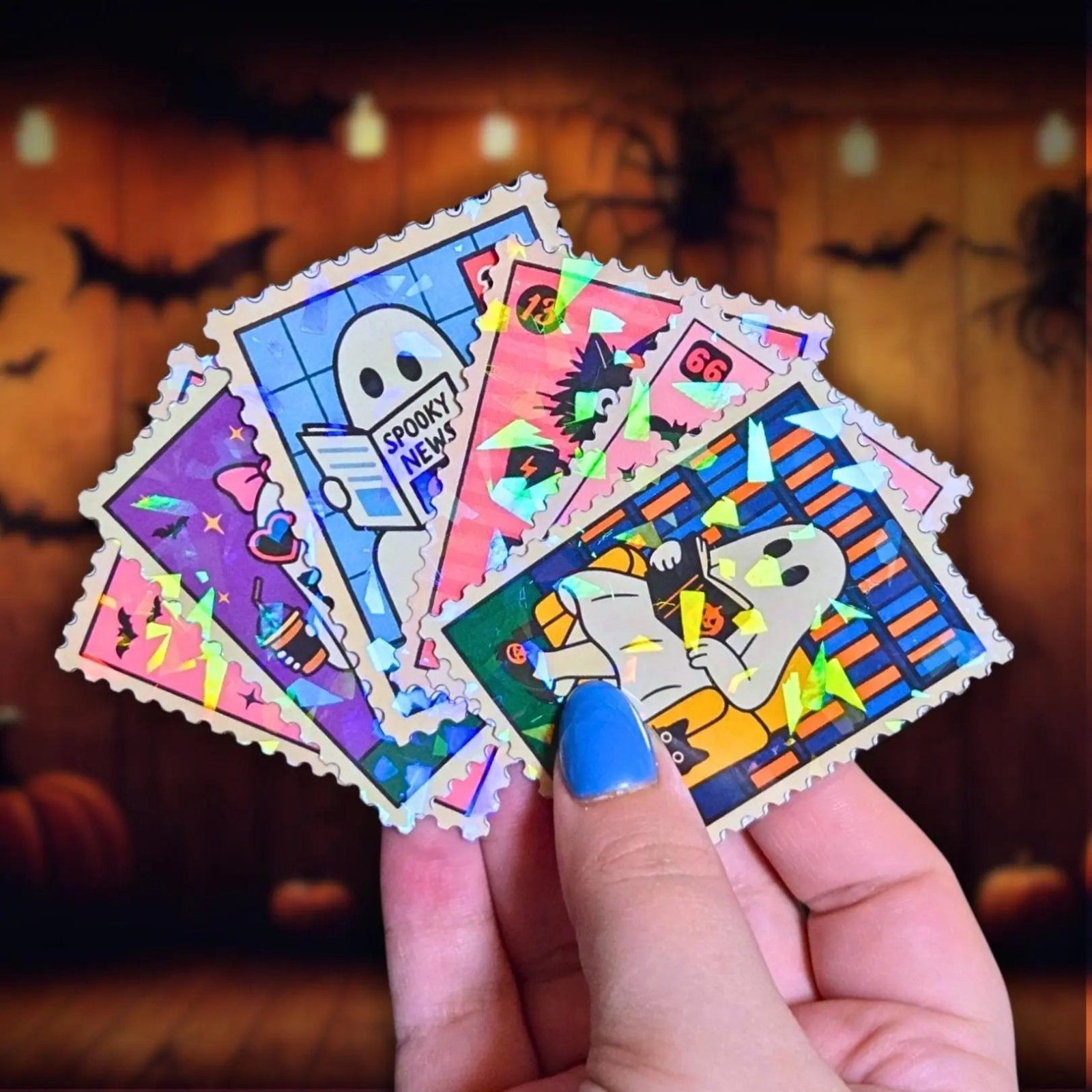 Witch Cat Pumpkin Stamp - Sticker - Holographic Sticker | The TabbyLoaf