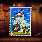 Witch Ghost Cauldron Stamp - Sticker - Holographic Sticker | The TabbyLoaf